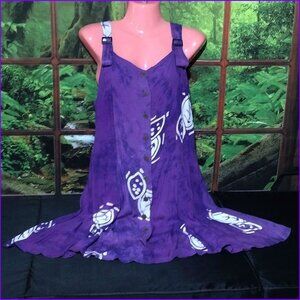 Size M Purple and White Tie Dye Button Down Dress